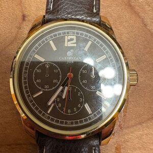 Caribbean Joe Gold and Brown Watch Chronograph Watch with Leather band